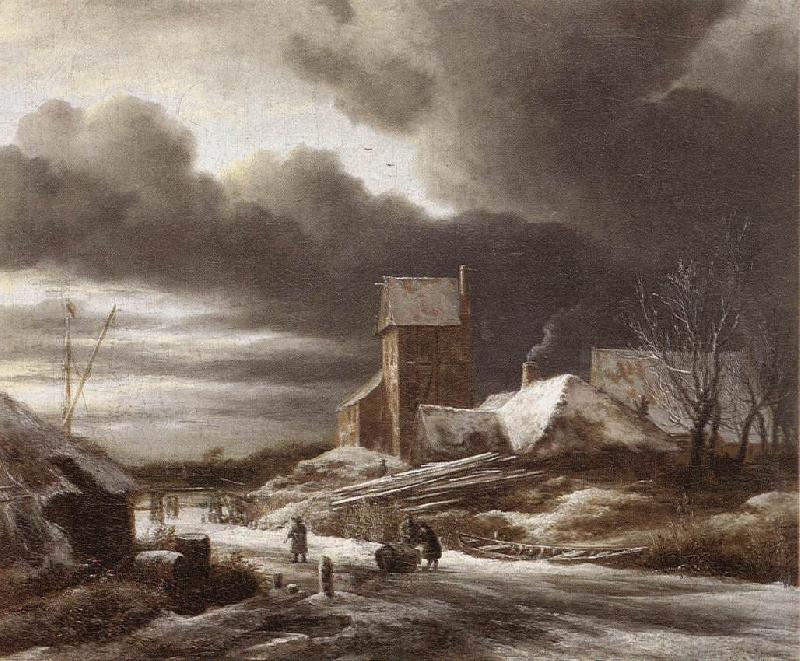RUISDAEL, Jacob Isaackszon van Winter Landscape af Norge oil painting art